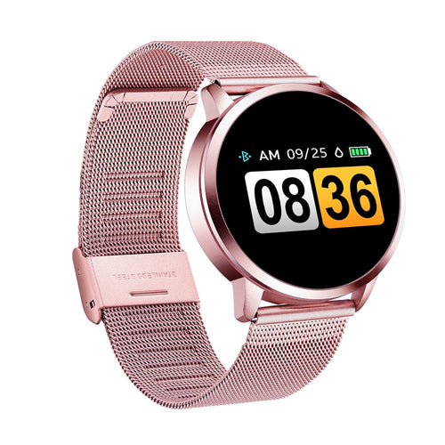 Q8 Plus Rose Smart Watch OLED Color Screen Smartwatch women Fashion Fitness Tracker Heart Rate monitor Wristband Step Counter